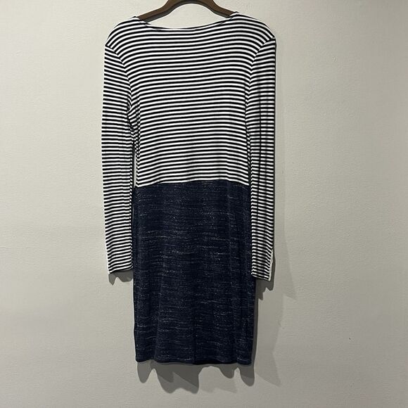 Anthropologie Dolan Dress Women’s Small Blue Mixed Stripe Wrap Left Coast - Picture 3 of 9